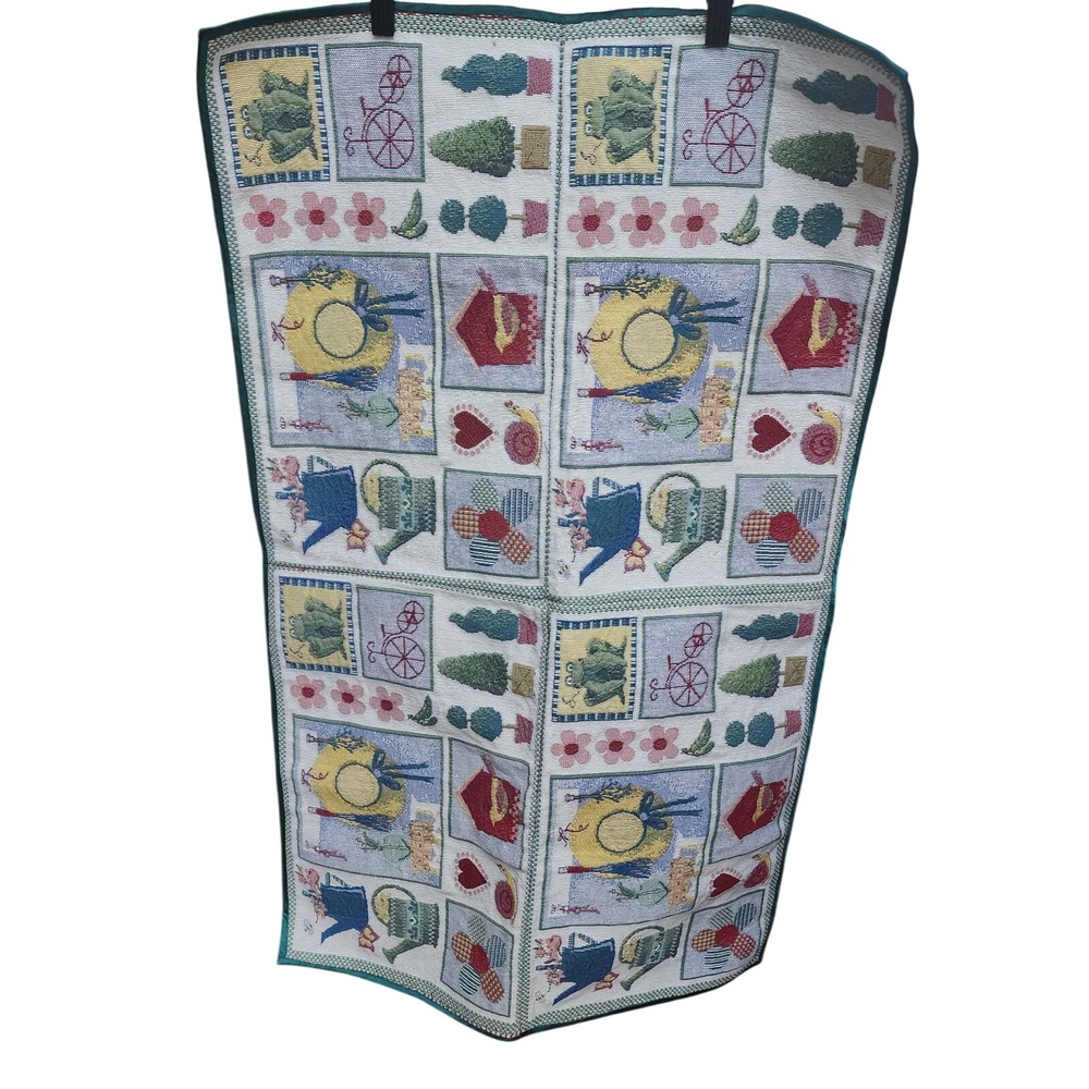 Homemade Table‎ Runner 22x36 Featuring Frogs, Garden, Trees, Birds, 90s